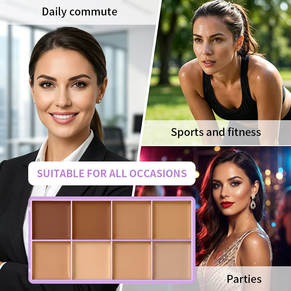 8-Color Cream Concealer and Contour Palette for Full Face Makeup - 12