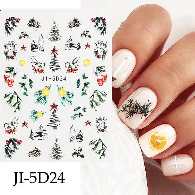 3D Christmas Cartoon Self-Adhesive Nail Art Decal Stickers