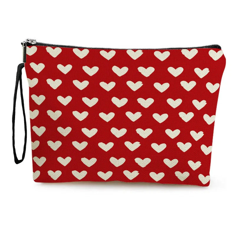 Zippered Love Print Cosmetic Pouch for Travel