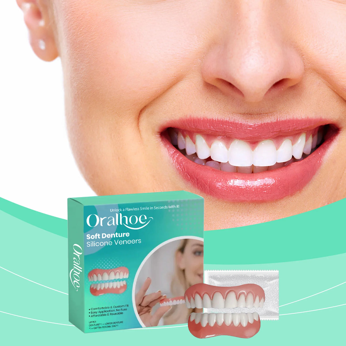 Flexible Silicone Cosmetic Denture Set for Smile Restoration