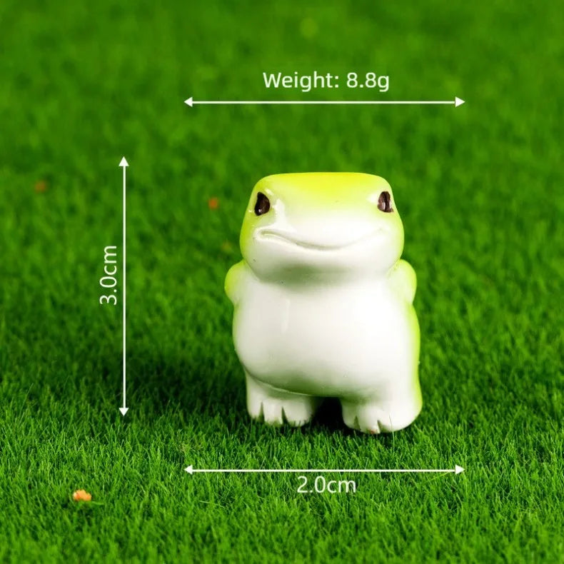 6-Piece Cute Miniature Resin Frog Figurine Set for Home Decor
