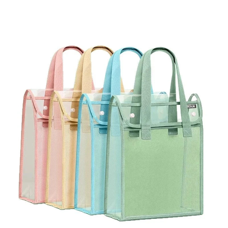 Transparent Double-Layer Student Tote Bag for Books and Supplies - 8