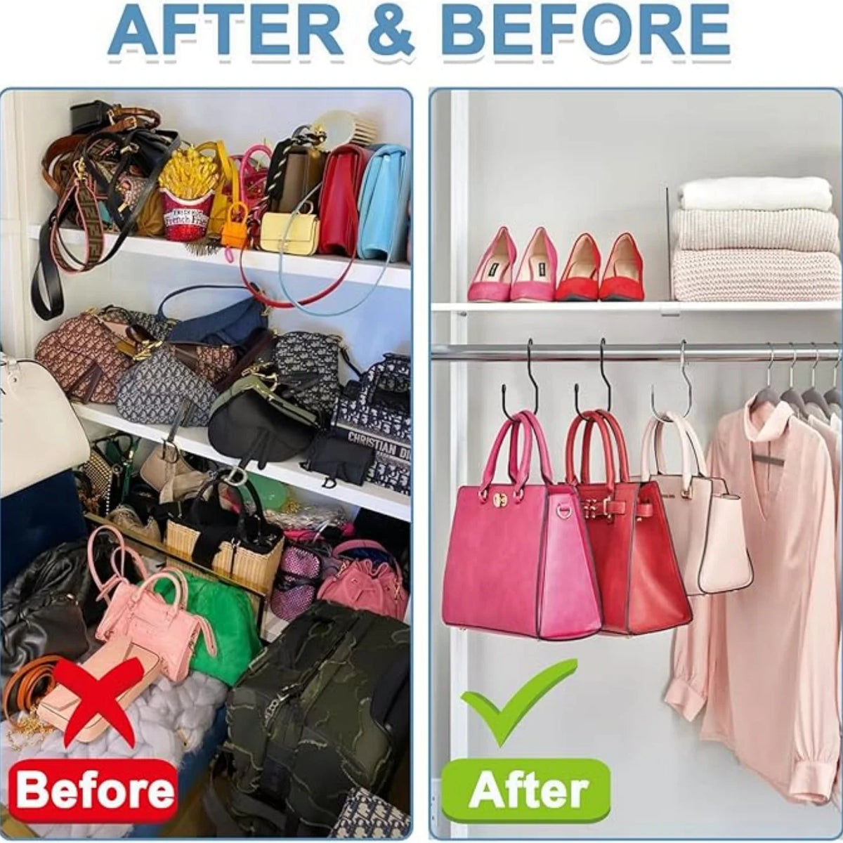 Stainless Steel S-Shaped Storage Hooks for Closet and Kitchen