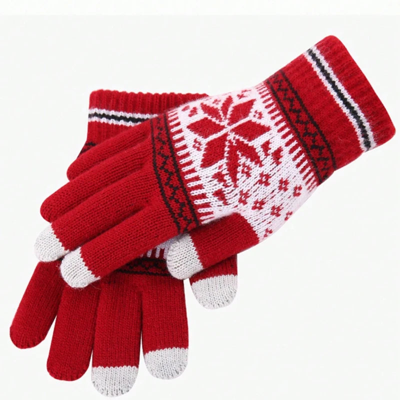 Touchscreen Snowflake Pattern Winter Gloves for Men and Women