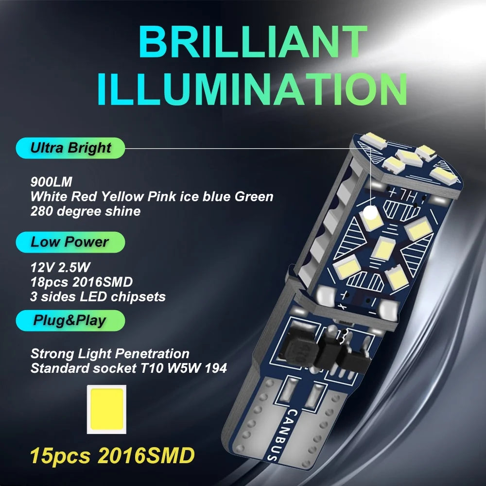 Bright T10 W5W LED Interior and Parking Light Bulbs - 2