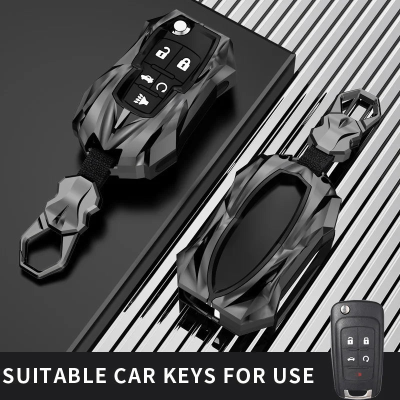 Protective Galvanized Alloy Car Key Case Cover and Keychain - 9