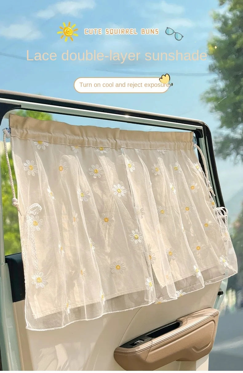 Floral Print Retractable Car Window Sunshade