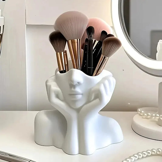 Creative Facial Design Makeup Brush Holder Desktop Organizer