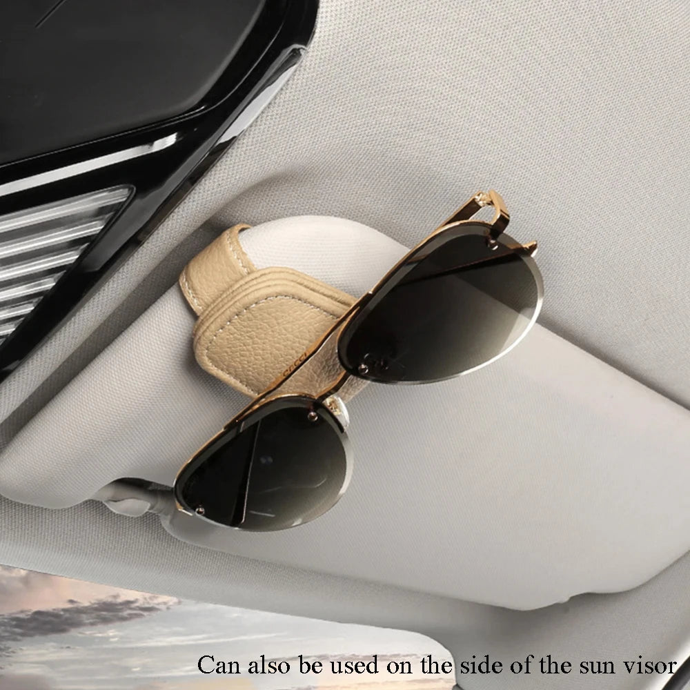 Magnetic Leather Car Visor Sunglasses and Ticket Holder