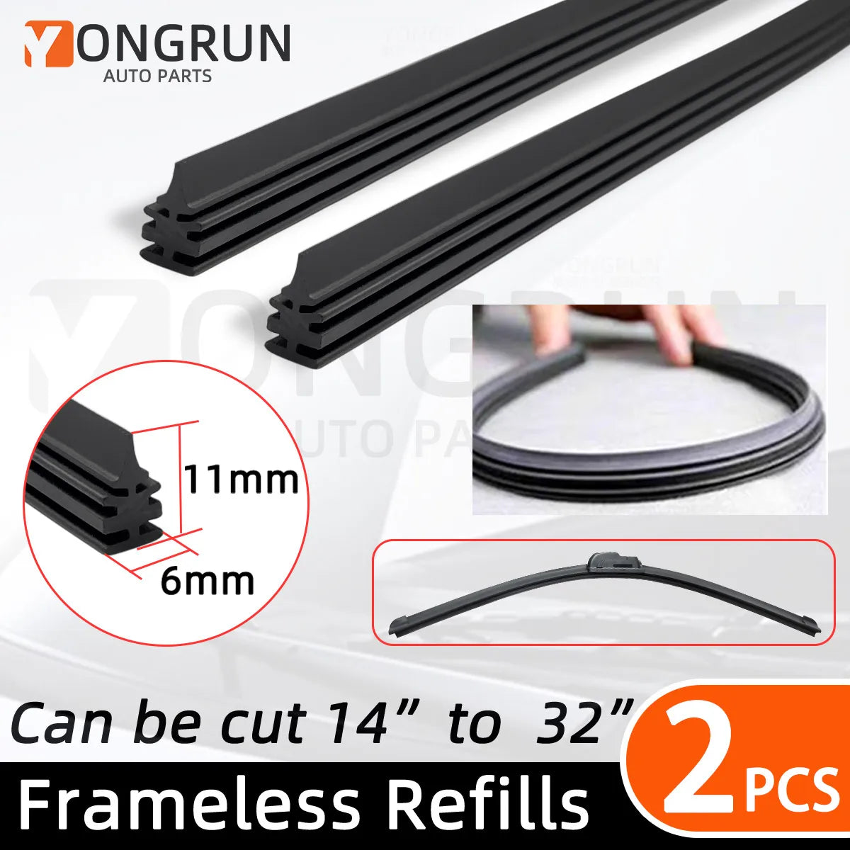 Universal Car Windshield Wiper Blade Rubber Refill Strips
