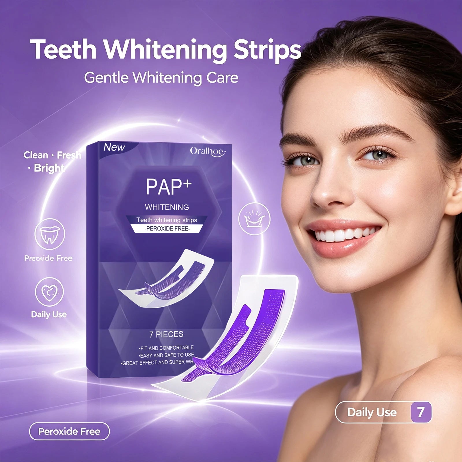 Gentle Peroxide-Free Teeth Whitening Strips - 1