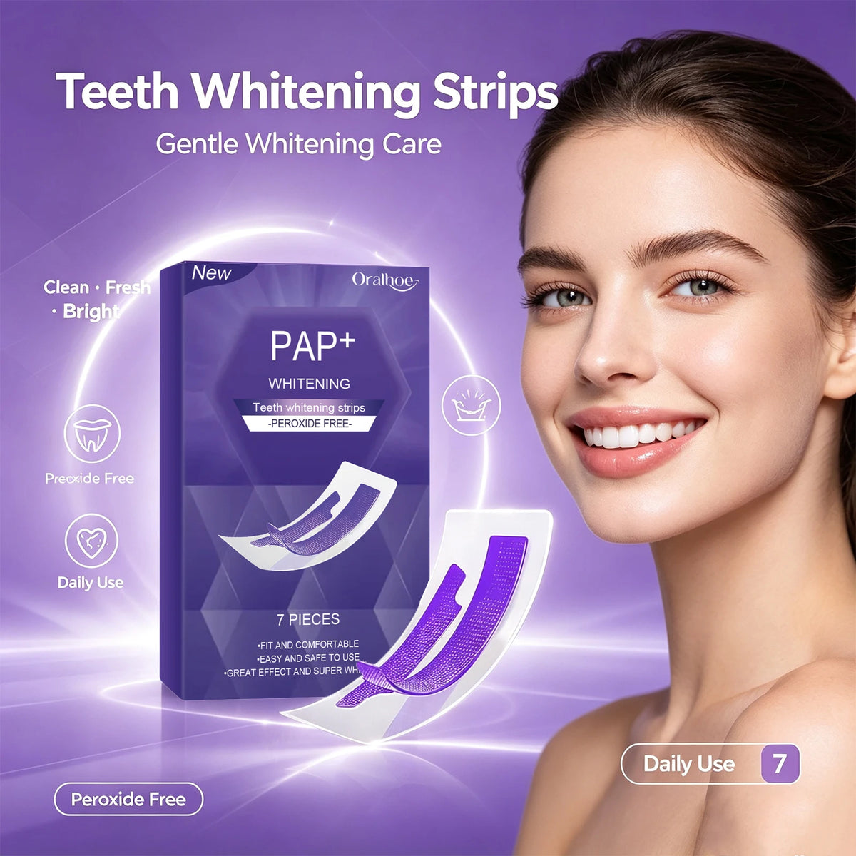 Gentle Peroxide-Free Teeth Whitening Strips