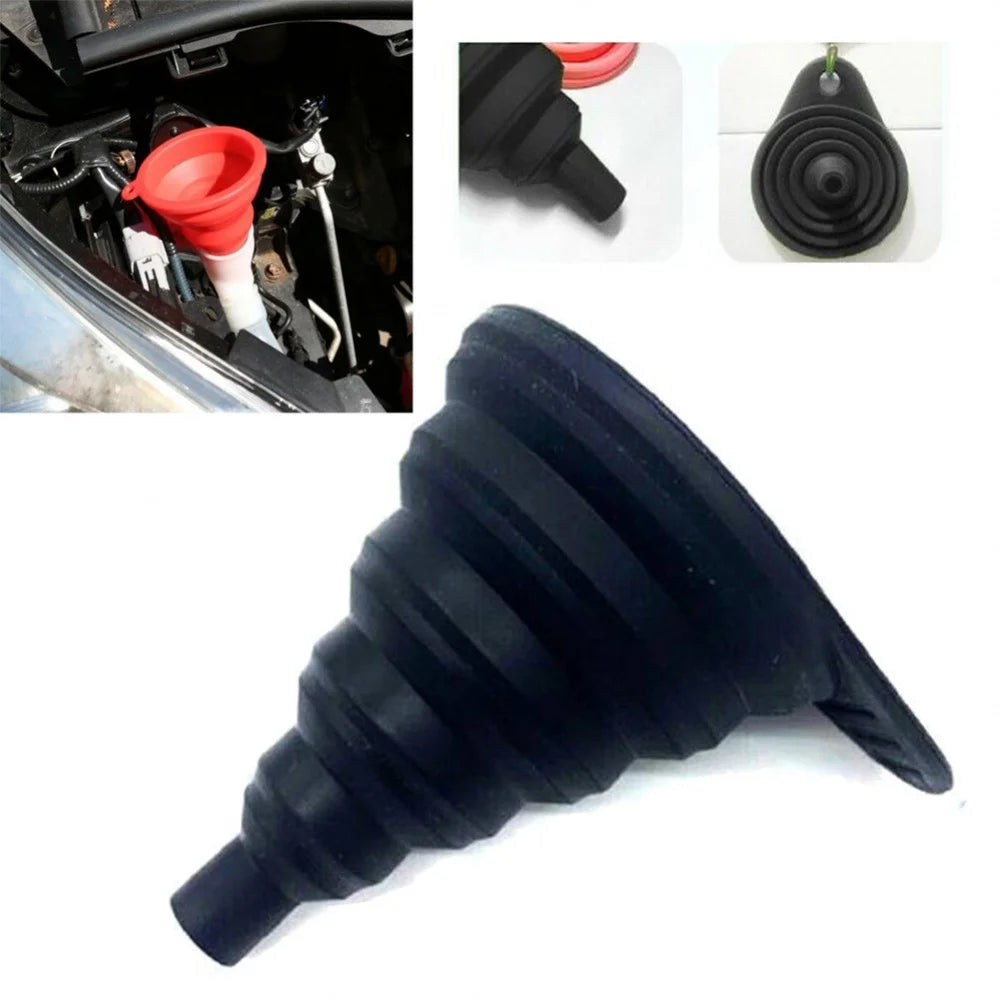 Collapsible Silicone Automotive Fluid Funnel