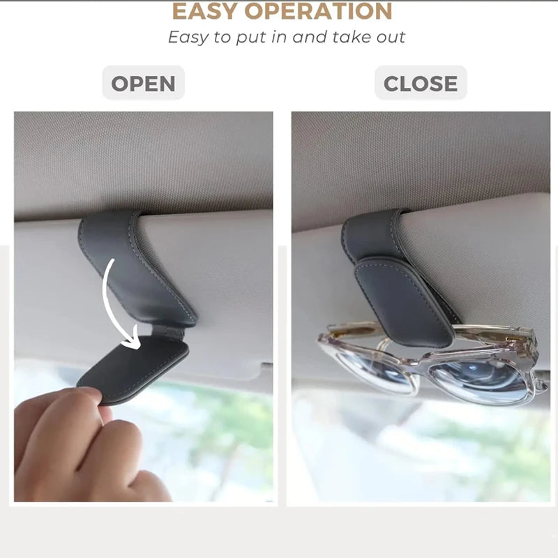 Magnetic Leather Car Sun Visor Eyeglasses Holder Clip