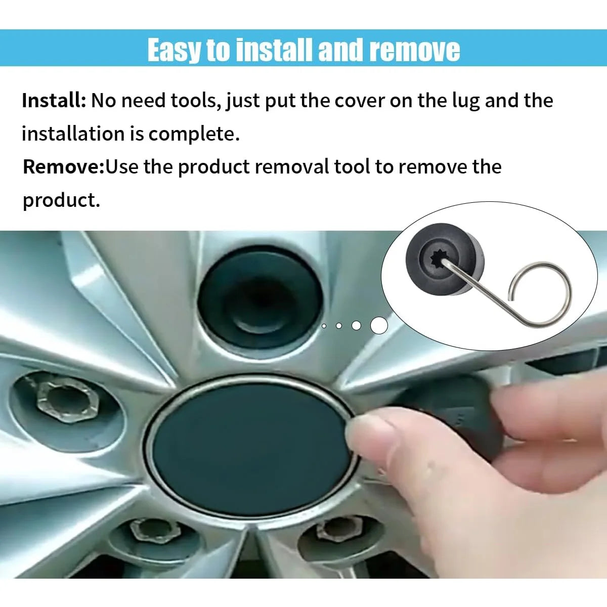 17mm Car Wheel Nut Bolt Covers with Removal Tool - 5