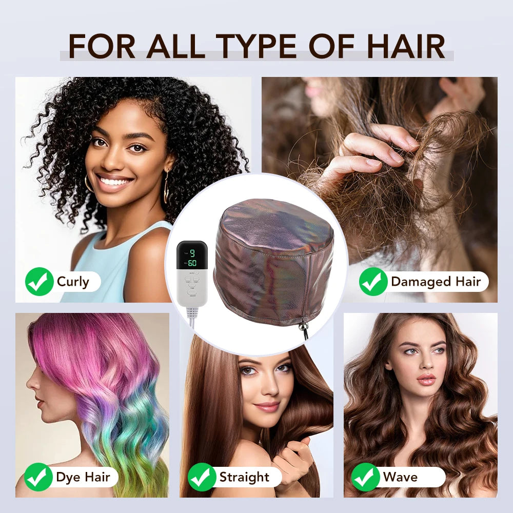 Electric Thermal Hair Steamer Cap for Deep Conditioning