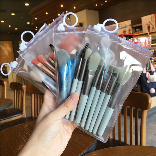 Portable 8-Piece Makeup Brush Set with Travel Case