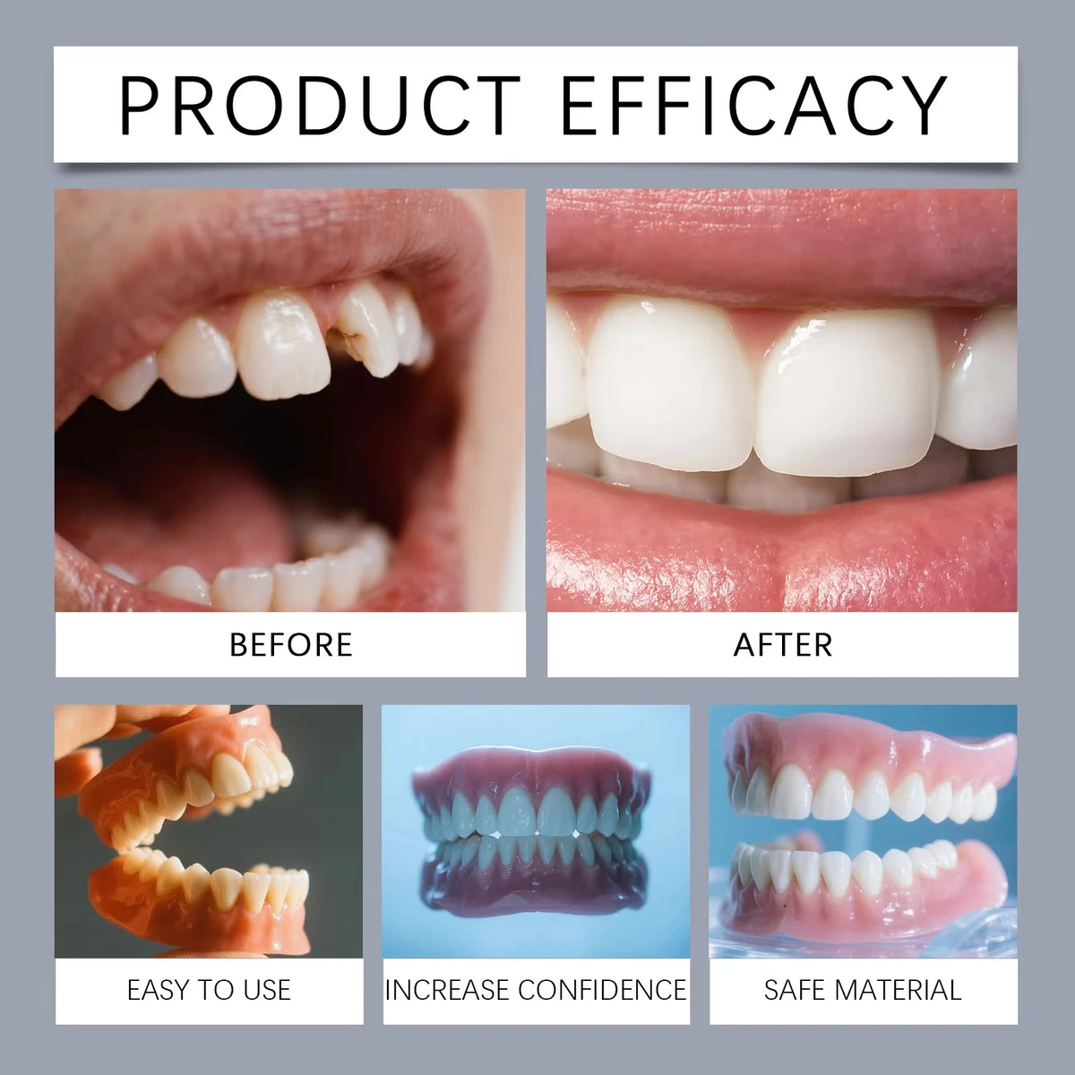 Comfort Fit Silicone Denture Set for Natural Smile