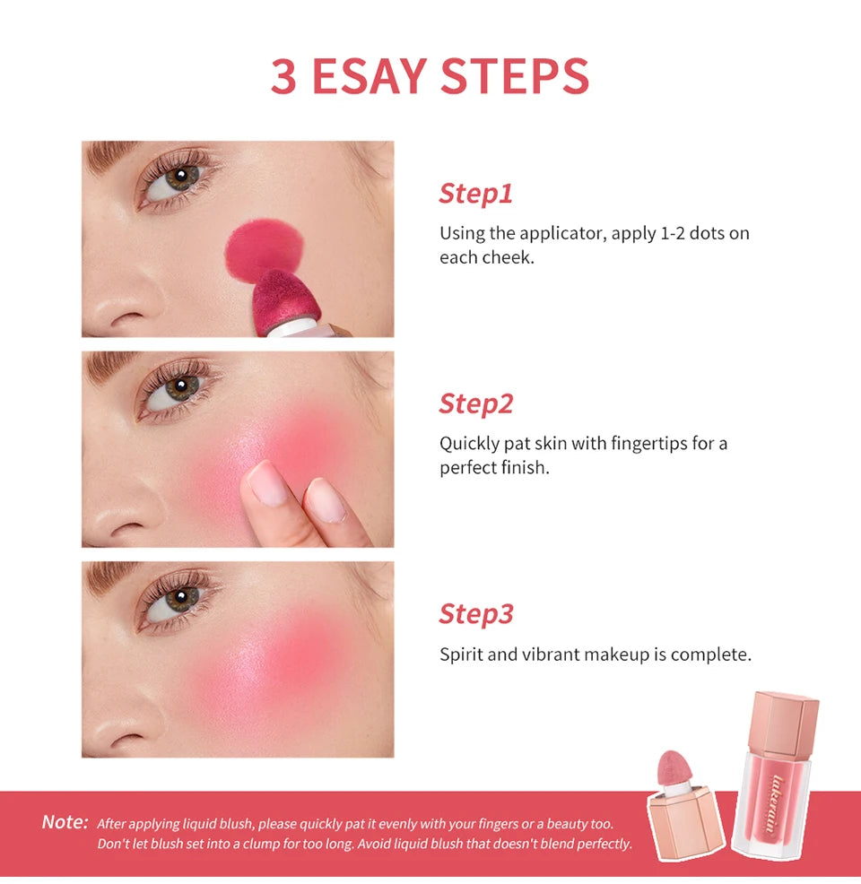 Waterproof Matte Liquid Blush with Mushroom Brush