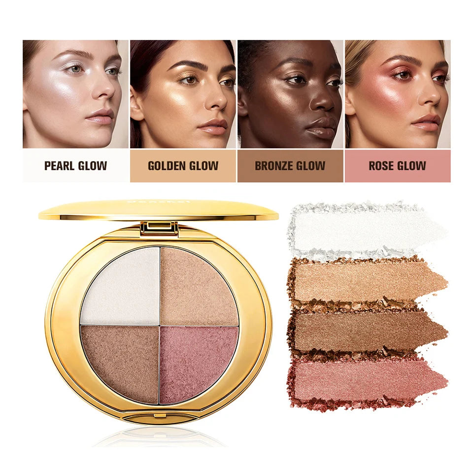 4-Color Shimmering Highlighting and Contouring Face Palette