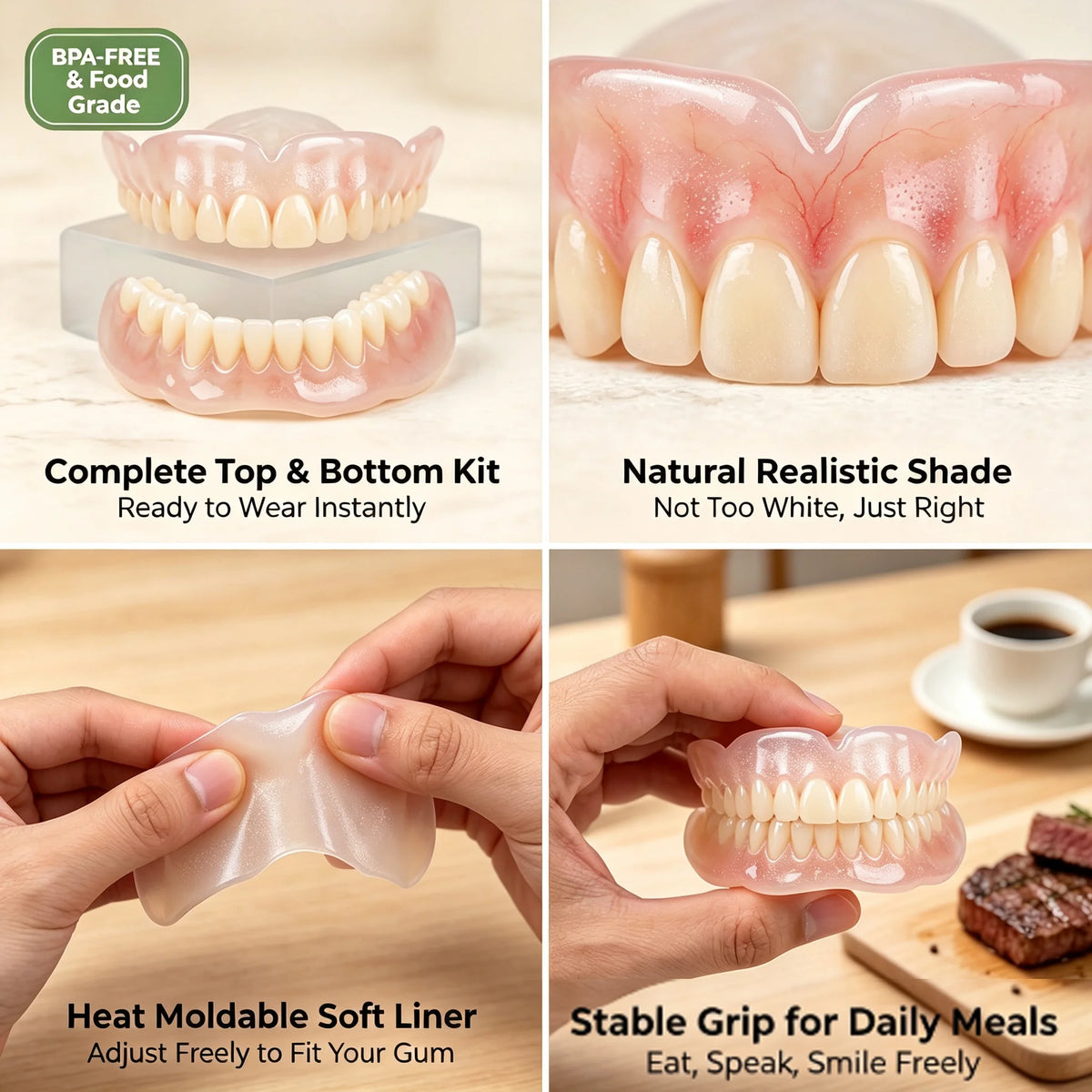 Comfort Fit Silicone Dentures for Instant Smile Restoration