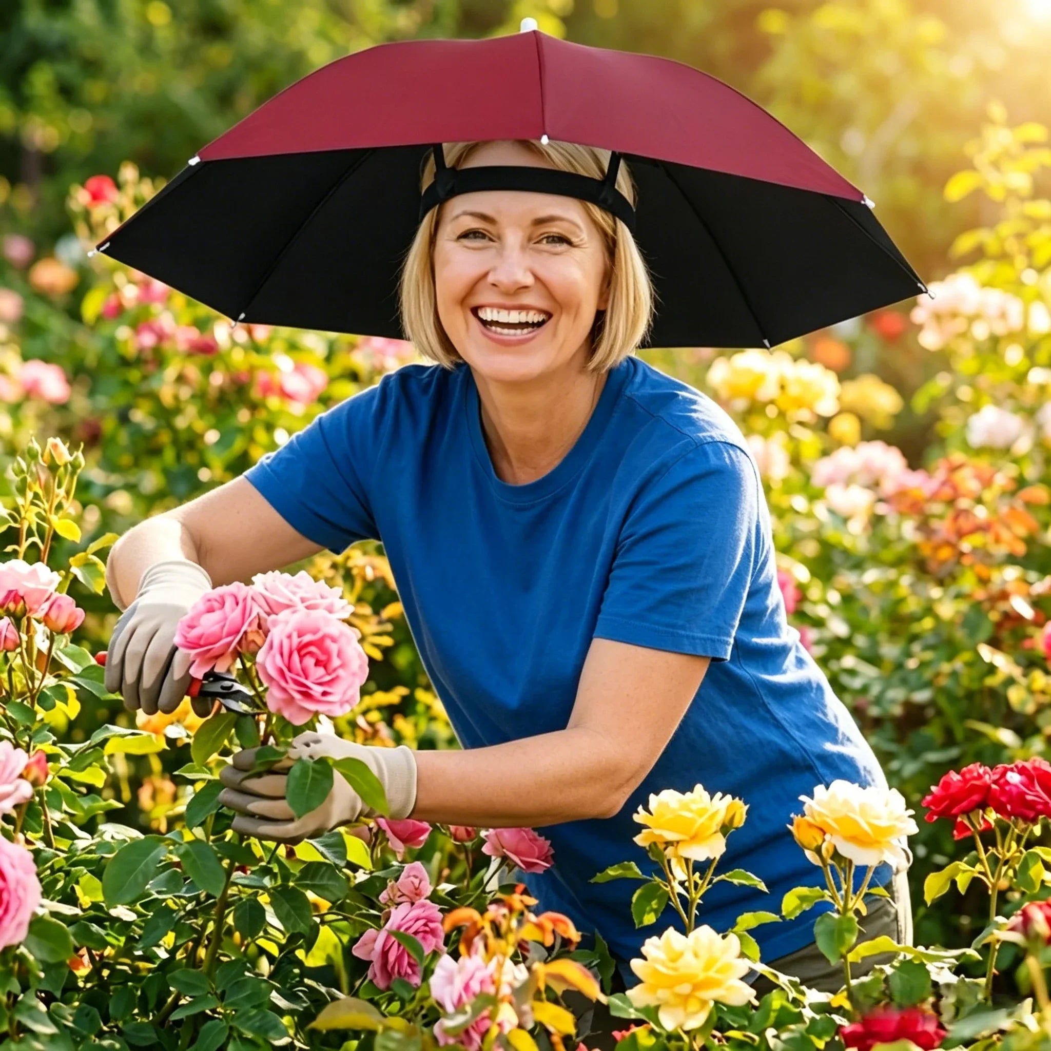 Hands-Free Head Mounted Umbrella Cap for Outdoor Activities - 13
