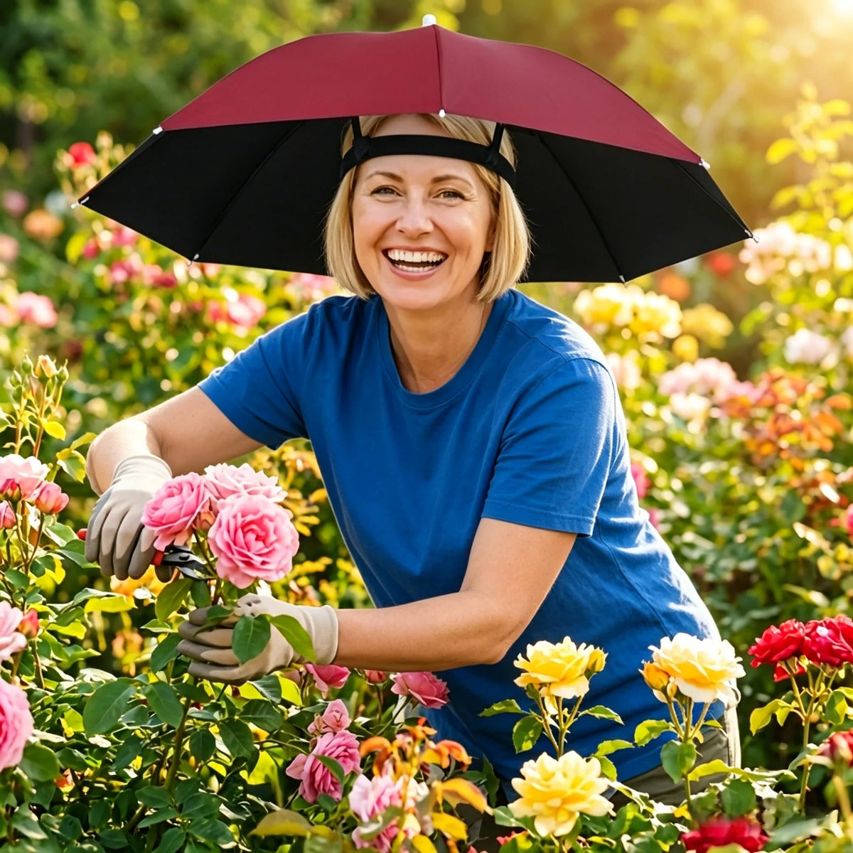 Hands-Free Head Mounted Umbrella Cap for Outdoor Activities