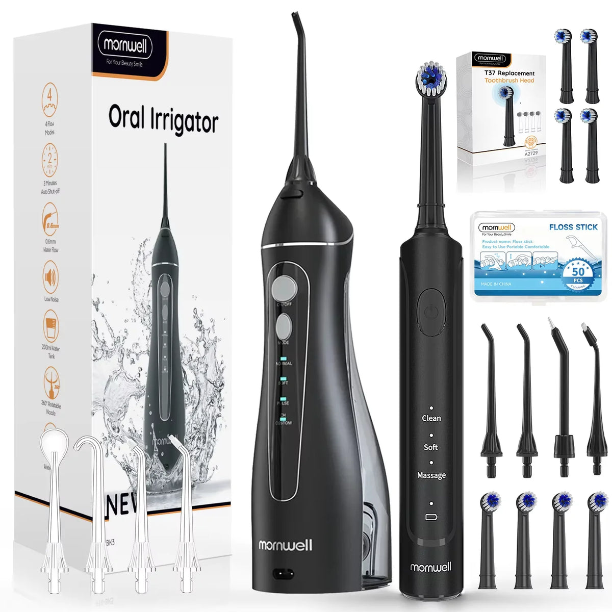 Electric Dental Care Set: Water Flosser and Rechargeable Toothbrush