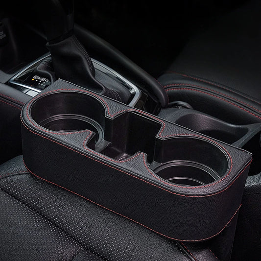 Leather Car Seat Gap Organizer and Dual Cup Holder