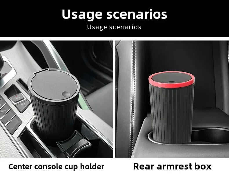Portable Car Trash Bin Auto Garbage Can Interior Organizer Storage Bucket