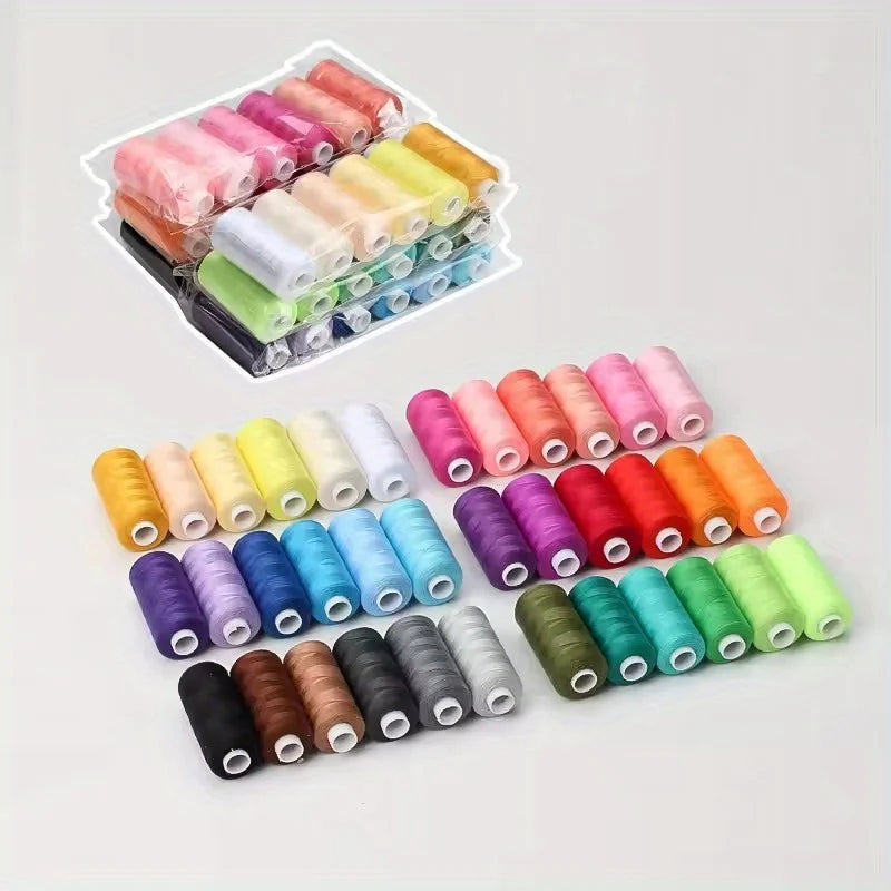 12 Pack Polyester Sewing Thread Set Vibrant Colorful Spools for Crafts