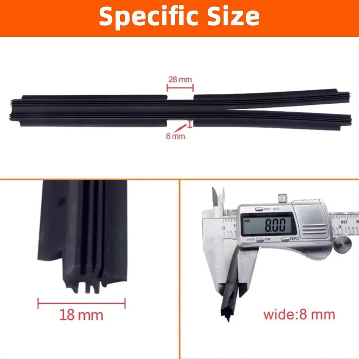 Universal Car Wiper Blade Rubber Refill Strip - 6