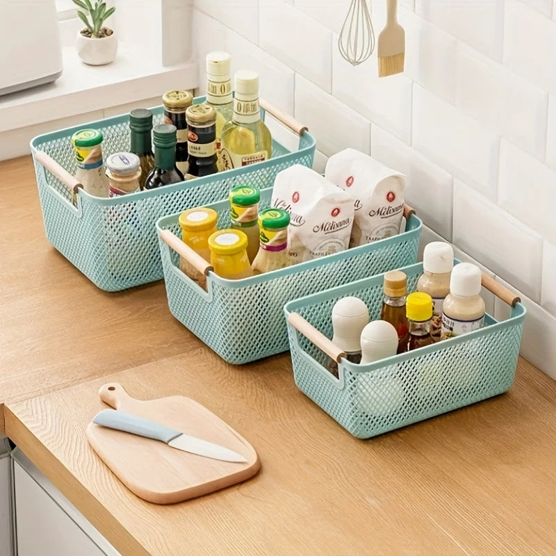 Multi-Purpose Hollow Storage Basket with Wood Handles
