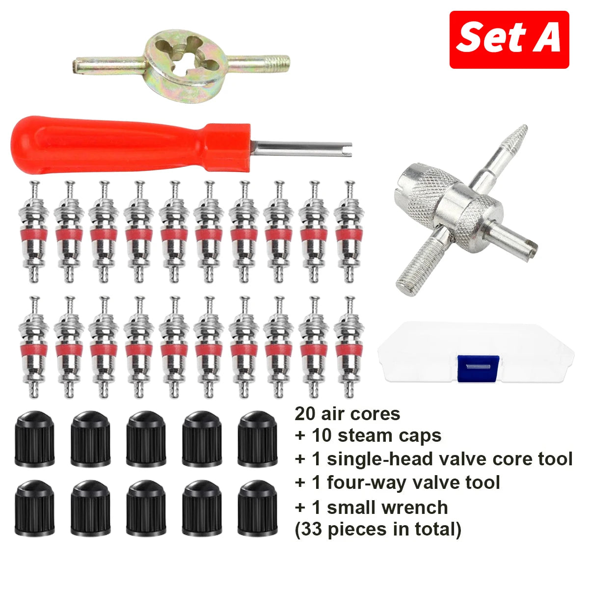 33-Piece Universal Tire Valve Repair and Core Removal Tool Kit - 2