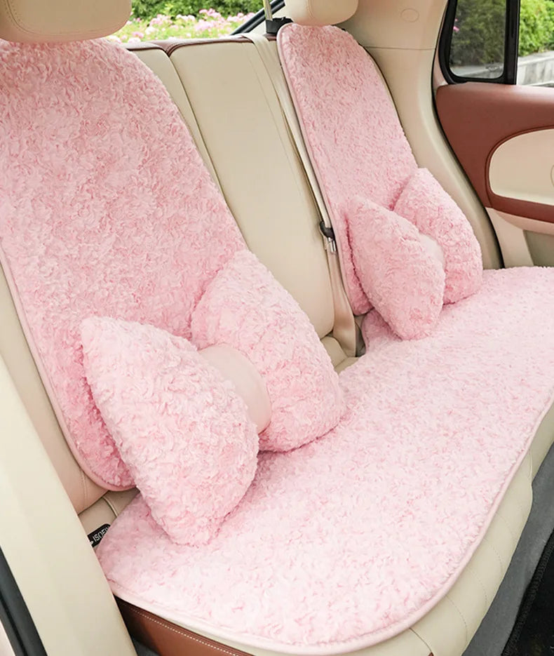 Cute Cartoon Bowknot Plush Car Seat Cushion Cover - 18