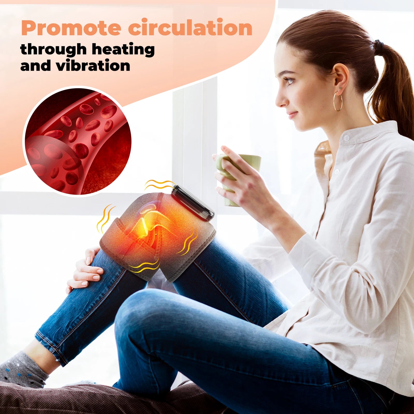 Cordless Heated Knee Massager with Vibration Therapy - 4