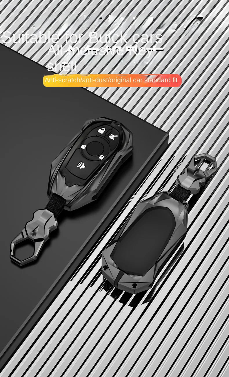 Protective Galvanized Alloy Car Key Case Cover and Keychain - 5