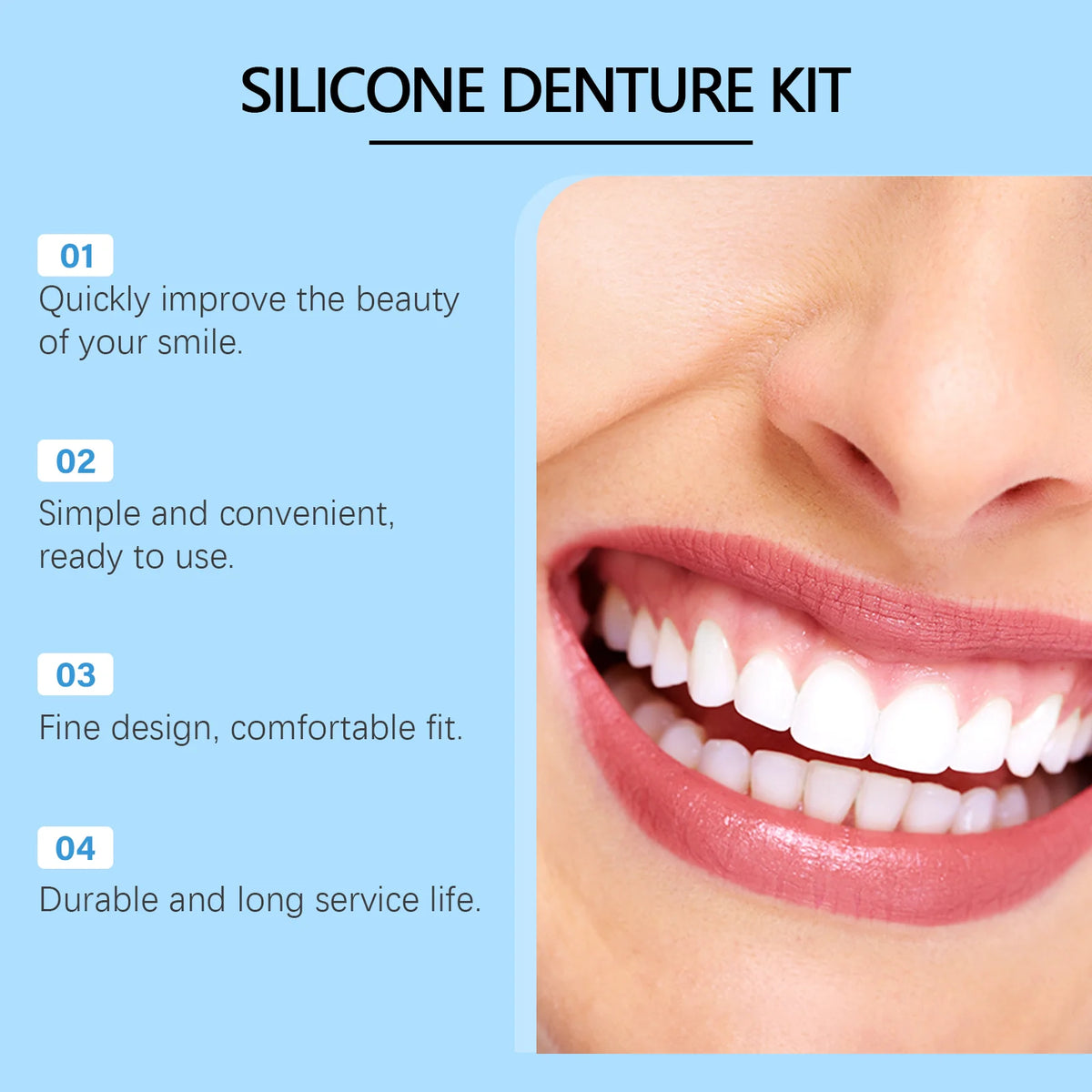 Comfortable Silicone Denture Set for Natural Smile and Chewing