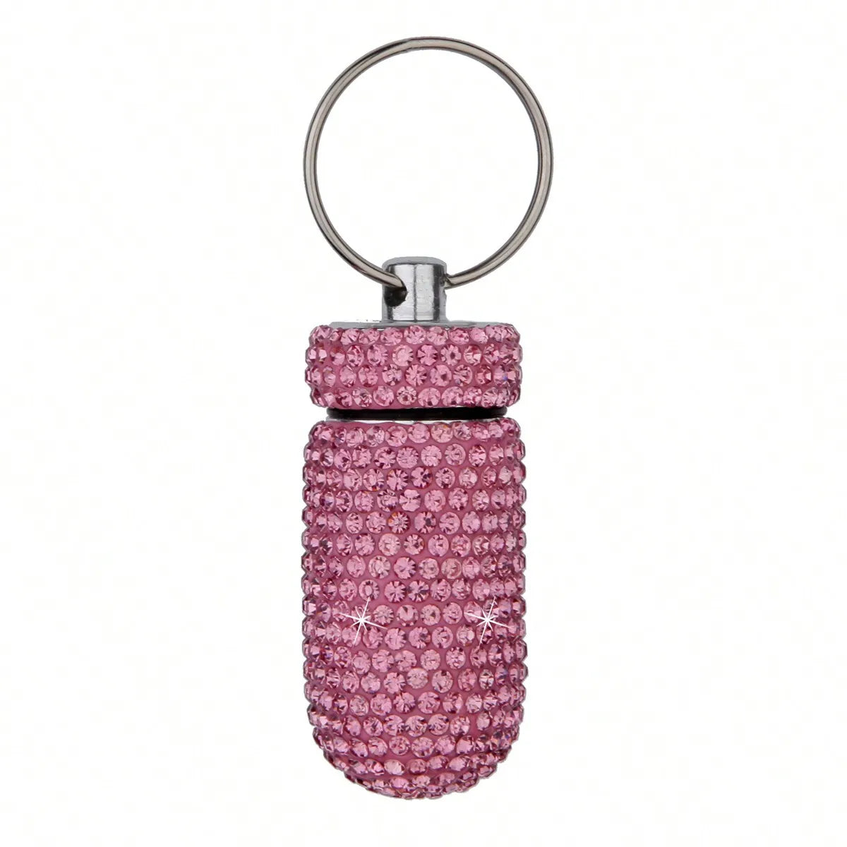 Waterproof Rhinestone Keychain Pill Holder Case
