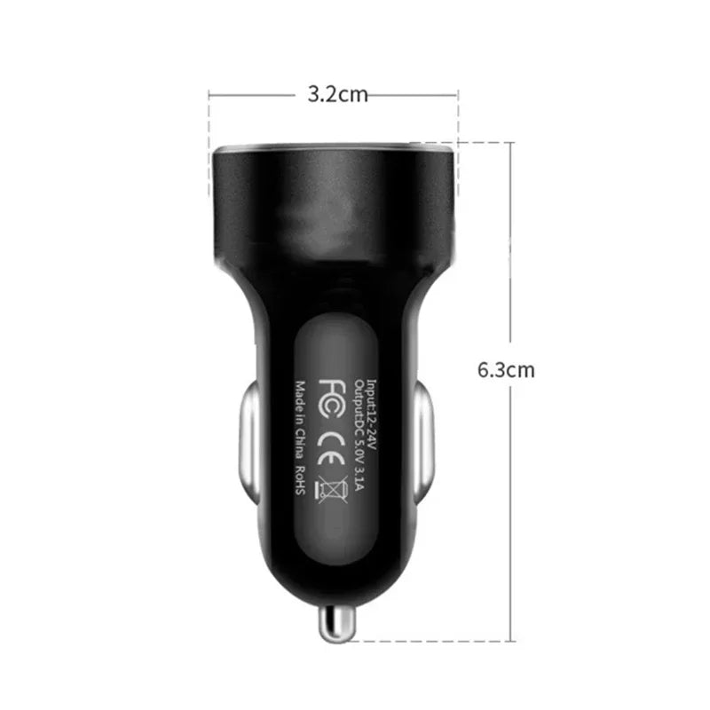 Dual USB Fast Car Charger with LED Voltage Display - 6