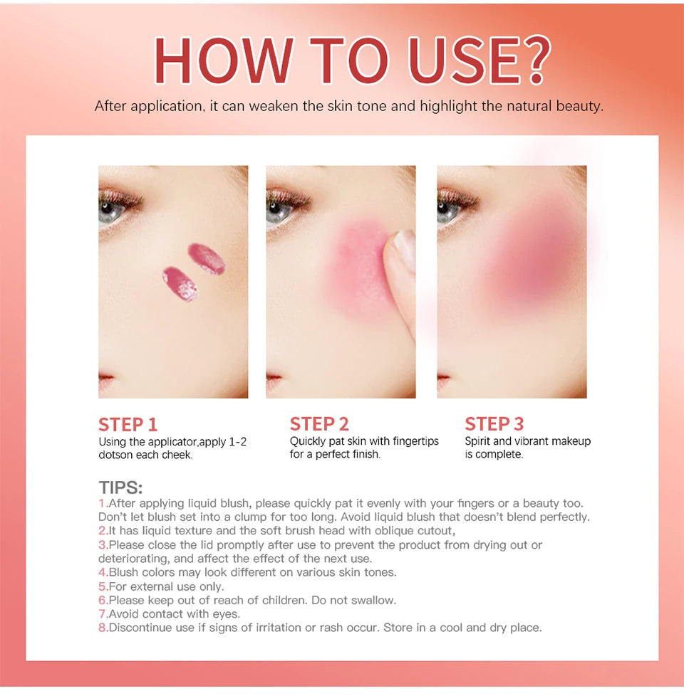 Long-Lasting Waterproof Liquid Face Blush - 15