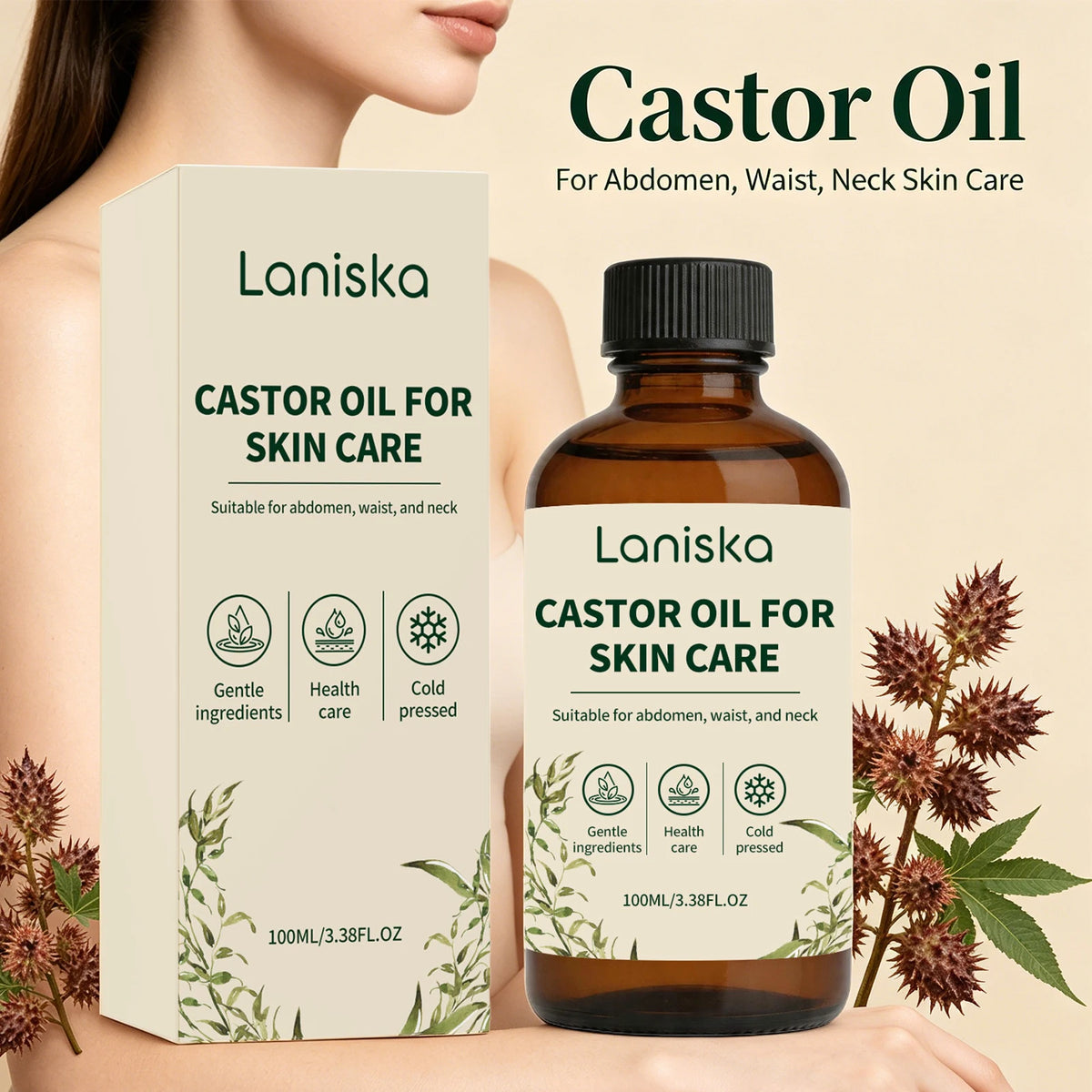 Cold Pressed Castor Oil for Body Hydration and Skin Elasticity