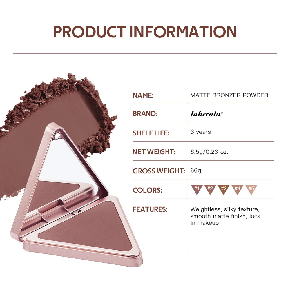 Long-Lasting Matte Bronzer Contour Powder for Face Shading - 6