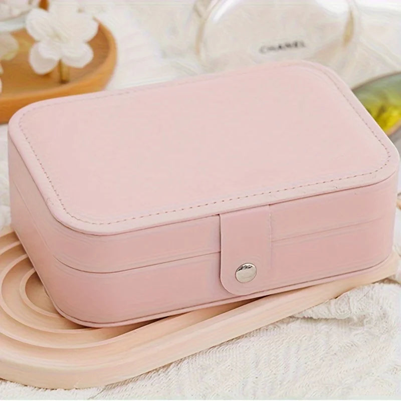 Portable Leather Travel Jewelry Organizer Case