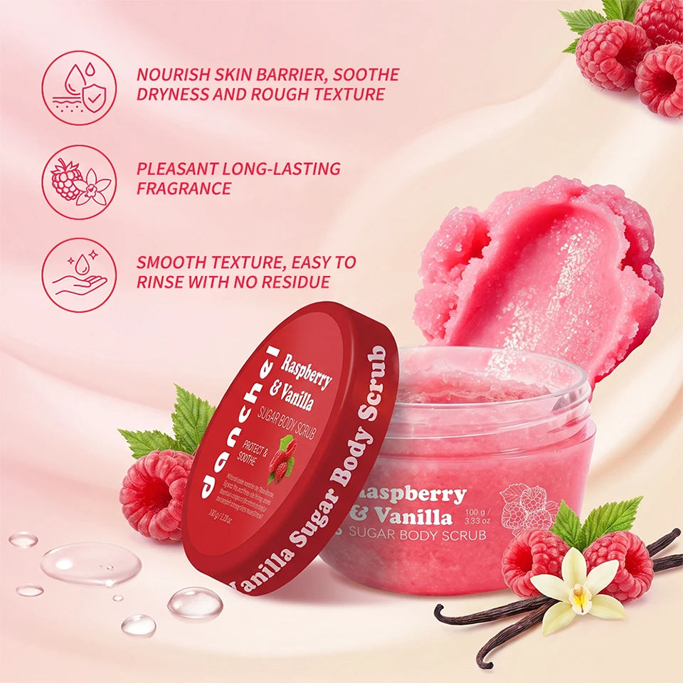 Raspberry & Vanilla Sugar Exfoliating Body Scrub - 8