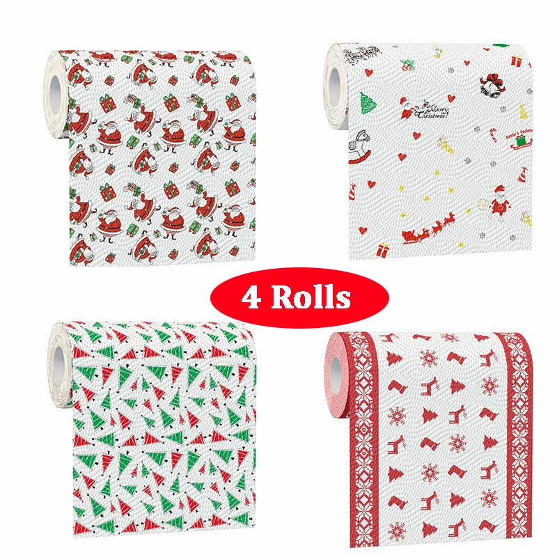 Festive Christmas Patterned Absorbent Kitchen Paper Towels - 18