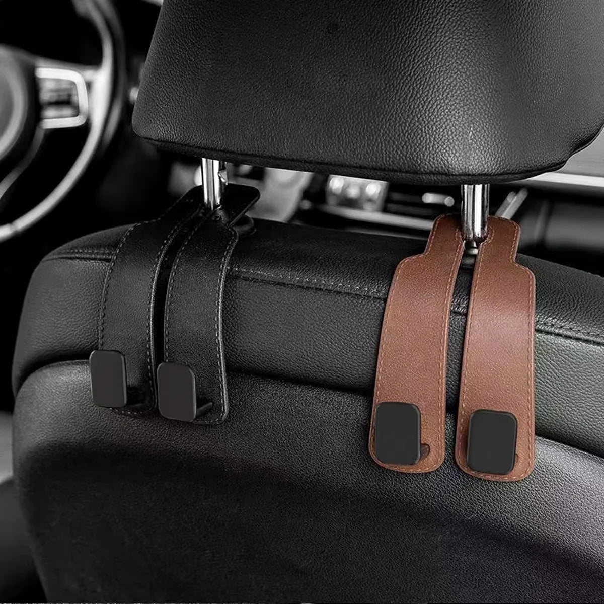 Leather Car Seat Headrest Organizer Hooks