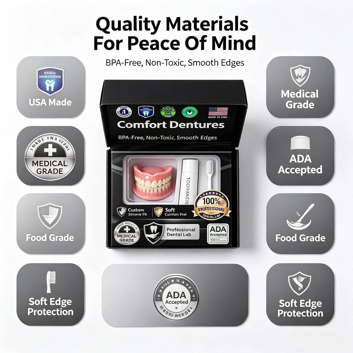 Moldable Silicone Cosmetic Teeth for Instant Smile
