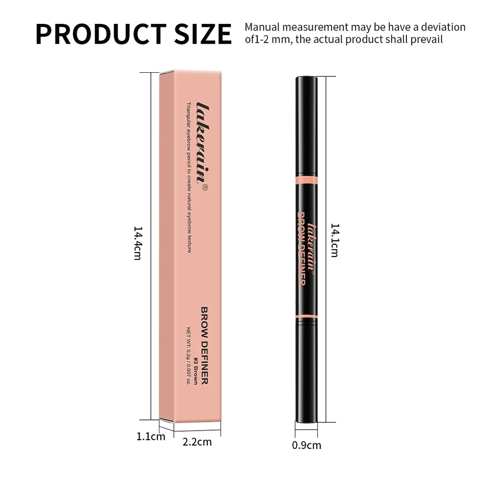 Waterproof Triangular Tip Eyebrow Pencil with Grooming Brush - 16