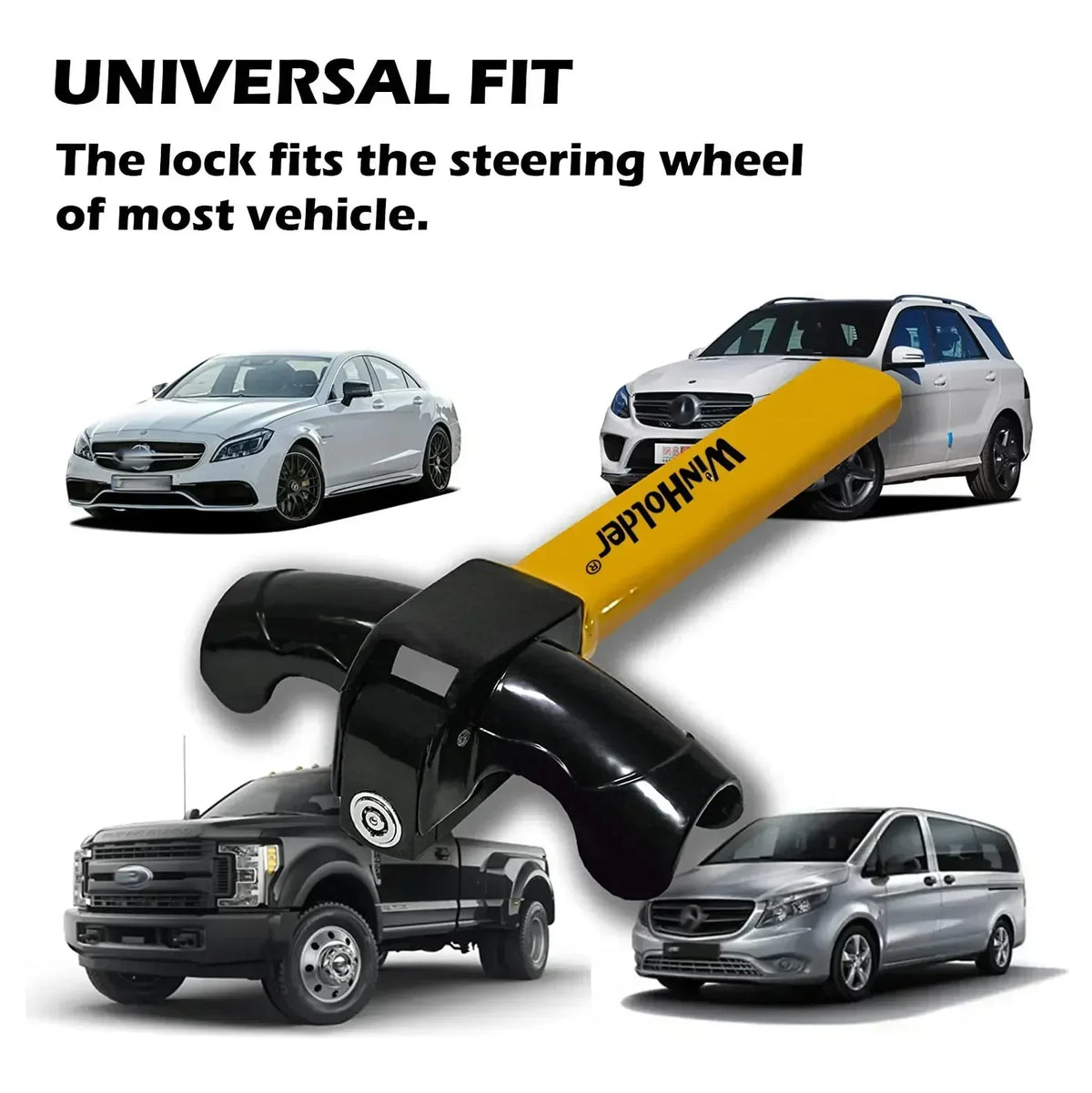 Universal Steering Wheel Security Lock for Vehicle Anti-Theft Protection